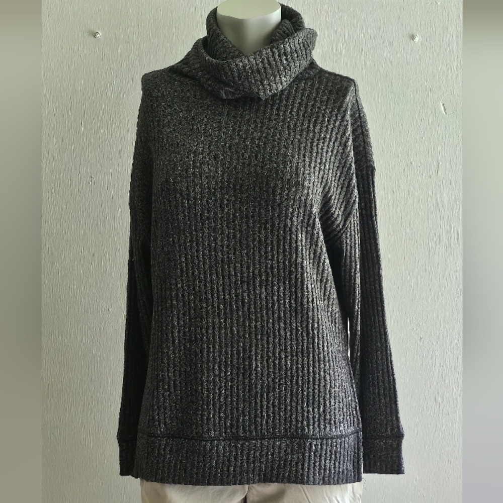 NWOT GAP GRAYISH BROWN HEATHER TUNIC COWL NECK SWEATER XS